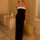 Off-shoulder Strapless Backless Sexy Maxi Dress For Women Patchwork Sleeveless High Waist Bodycon Split Long Dress