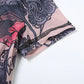 Backless Playsuit Women See Through Shorts Sleeve Peach Buttocks Summer Trend Aesthetic Print Midnight Club Romper