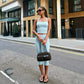 Green Gingham Capri Two Pieces Suits Casual Outfits for Woman Halter Top and Cropped Pants Matching Sets
