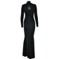 Hollow Turtleneck Long Sleeve Fishtail Maxi Dresses for Women Elegant Sexy Sparkle Evening Dresses Luxury