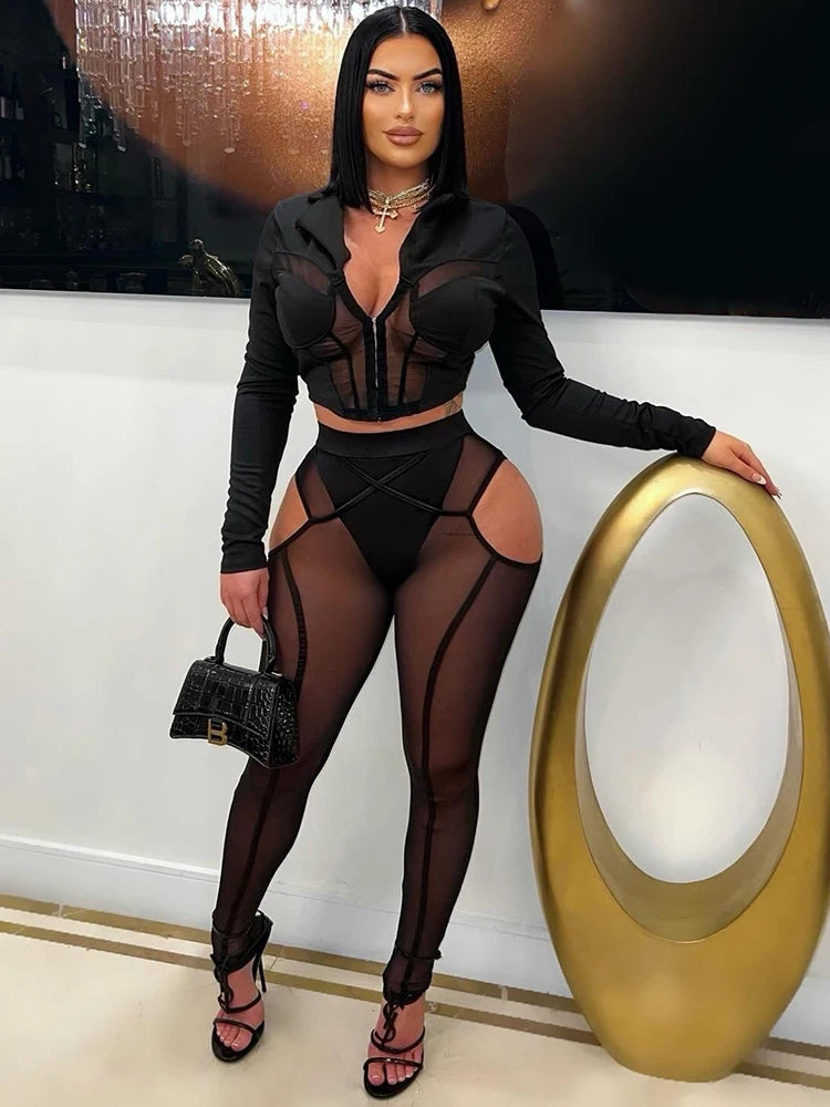 Mesh See Through Sexy Pants Women Irregular Hollow Skinny Peach Hip Midnight Fashion Club Party Coquett Wild Bottoms