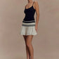 Summer Patchwork Sexy Mini Dress Women Fashion Spaghetti Strap Sleeveless Backless Ruffle Club Party Dress Elegant