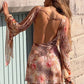Women Leopard Print Sexy Mini Dress Boho Long Flare Sleeve Beach Club Party Dresses Female Elegant Y2K Ruffle Dresses