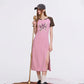 Y2K Sporty Midi Dress with Raglan Sleeve, Slim Fit Slit Dress for Women, Retro Aesthetic Streetwear Graphic Robe