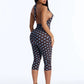 Midnight Romper Women Sexy Backless Halter Fashion Polka Dot Print Low-Neck Bandages Sleeveless Hottie Party Playsuits