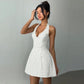 Polka Dot Print White Summer Dress Woman 2025 Elegant Retro Deep V Neck Backless A-line Short Dresses