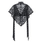 Y2K Fairy Mesh See Through Casual High Neck Looseshawls Women Floral Lace Embroidery Shawl Tops Asymmetrical Streetwear
