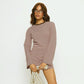 Brown and Pink Striped Crew Neck Long Sleeve Mini Dress Woman Clothes Fall Casual Loose Dresses