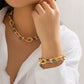 2Pcs Punk Hip Hop Heavy Metal Necklace Bracelet for Women Exaggerated Gold Color Thick Chain Jewelry Set Party Neck Accessories