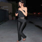 Sexy Black 2 Piece Set Cut Out Tube Top Flare Pants Kylie Jenner Outfits Women Trending Clothing Summer