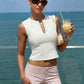 V Neck Sleeveless T Shirts Black White Crop Tops Woman Summer Clothes Fashion 2026