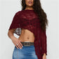 Women Knitted Poncho Loose See Through Boat Neck Off Shoulder Asymmetrical Crop Coverup Tops Summer Beachwear