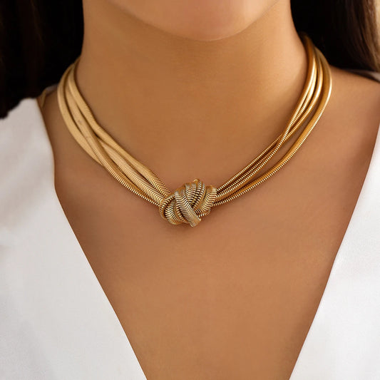 Exaggerated Chunky Twisted Snake Chain Necklace Women Sexy Vintage Clavicle Choker Grunge Neck Jewely Steampunk Bijoux