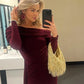 One Shoulder Long Sleeve Draped Maxi Dresses Elegant New Years Outfits for Women Party Evening Dress