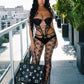 Sexy Jacquard Jumpsuit Women Coquette Midnight Party Waistless Hollow Halter Mesh Activity Clubwear Workout Overalls