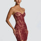 Lace Strapless Mermaid Mini Dress Women Sweetheart Neck Sheer Mesh Bodycon Short Gown Evening Party Cocktail Vestidos