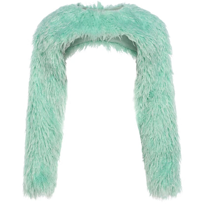 Fashion Furs Crop Tops Women Sexy Hottie O-Neck Full Sleeve Elegant Street Party Clubwear Autumn Simple Chic Outfits