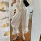 Solid Elastic Mid Rise Ruffle Pantaloons Cropped Flared Slips Pants Pajama Bottoms Women Y2K Lace Trim Hem Long Bloomers