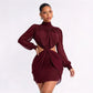 Mesh Sheer Long Sleeve Cut Out Mini Dress Woman Clothing Elegant Sexy Autumn Winter Dresses 2026