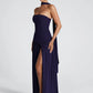 Elegant Off-shoulder Sexy Maxi Dress Women Gown Scarf Collar Strapless Sleeveless Backless High Split Long Dress Female