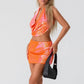 Women 2 Piece Sequin Skirt Sets Starfish Sparkle Tie Backless Halter Tops Bodycon Mini Skirts Coquette Outfit