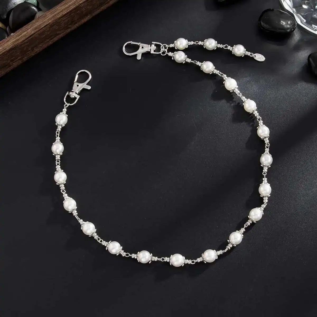 Creative Unique Imitation Pearl Jeans Pants Chain for Women Retro Hip Hop Bag Wallet Keychain Men Jewelry Accessories