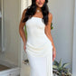 Off-shoulder Strapless Sexy Maxi Dress Women Elegant Sleeveless Backless Ruched High Split Club Party Long Dress