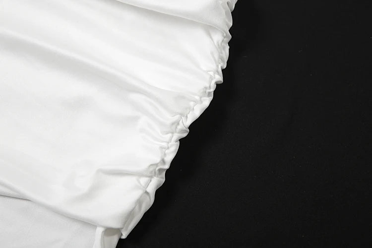 Swing Collar Backless Dress Women Ruched Full Sleeve Stretchy Elegant Party Banquet Gown Fashion Peach Hip Bodycon