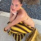 Sexy Cross Backless Dress Women Fashion Striped Print Bead Patchwork Sleeveless Hottie Beach Vacation Party Bodycon