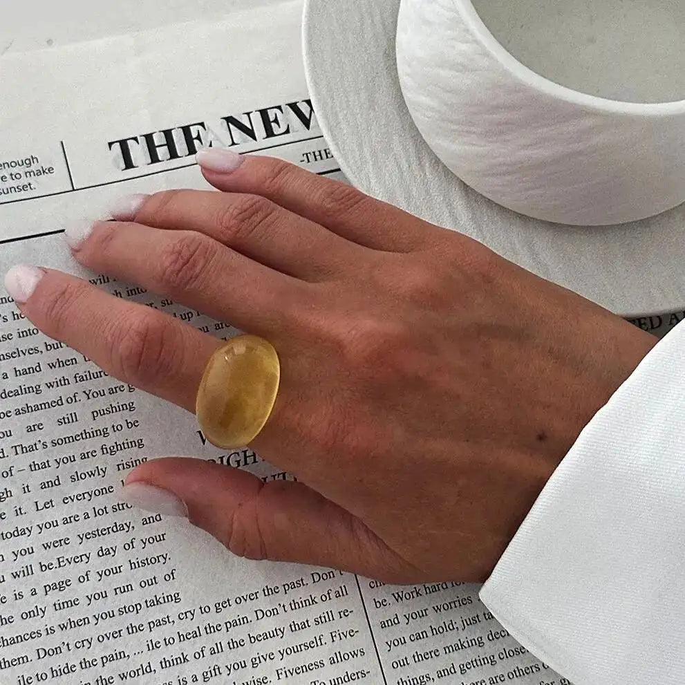 Y2K Bohemian Thick Resin Wide Finger Rings for Women 2026 New Fashion Simple Smooth Charm Ring Party Banquet Jewelry Gift