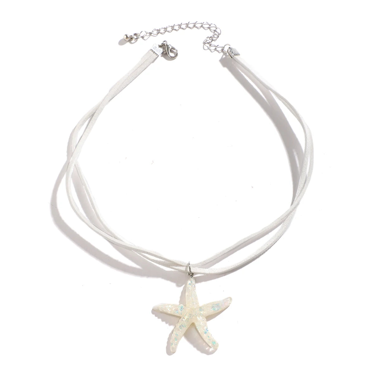 Boho Multilayer White Rope Chain With Large Starfish Star Pendant Necklace for Women Summer Kpop Choker Y2K Jewelry Accessories