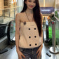 Chest Wrap Double-Breasted Tank Tops Women Square Decoration Classic Music Festival High Street Summer New Trend Outfit
