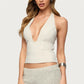 Women Halter Neck Tank Tops Solid Color Plunging Neckline Casual Vests Summer Fashion Sleeveless Vest Streetwear