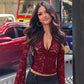 Sexy Sheer Black Floral Lace Crop Tops Front Clasp Closure Long Sleeve Woman's Shirts 2026 Fall Clothes