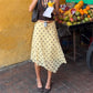 Women Polka Dot Midi Skirt Asymmetric Hem High Waist Ruched Flowy Skirt Y2K Aesthetic Streetwear Summer Beach Skirt