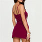 Women Y2K Sequin Floral Bodycon Mini Dress Spaghetti Strap with Ruffled Hem for Summer Vacation Party Streetwear
