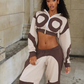 Sporty 2 Piece Set Contrast Hooded Zip Crop Sportswear+Harem Pants Casual Stretch Streetwear Fall Trend Matching Suit