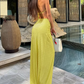 Elegant Solid Women 2 Piece Set Summer Trend Swing Collar Camisole+Knot Split Skirts Matching Skinny Clubwear Outfits