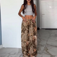 Foliage Print Wide Pants Women Autumn Vintage Hipster Y2K Fashion Wild Casual Loose Streetwear Style Skinny Trousers