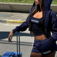 Letter Print 3 Piece Set Women Tracksuit Simple Casual Sporty Coat+Tank Tops+Shorts Basic Street Matching Outfits