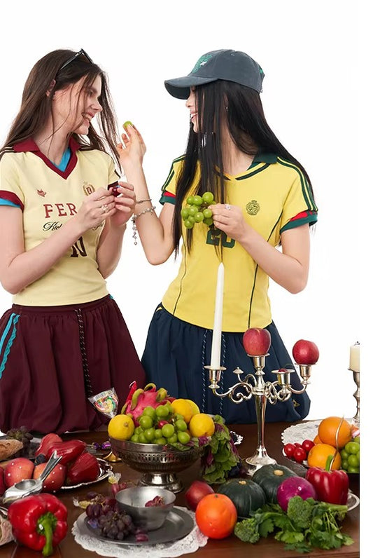 Assorted Jersey Style T-shirts, Sporty Number Print Tees, Slim V-neck Short Sleeve Tops for Women