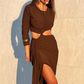 Irregular Hollow Dress Women Pleats Bandage Patchwork Full Sleeve Autumn Street Trend Stretch Sexy Slits Long Bodycon