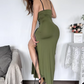 Hollow Halter Dress Women Summer Sexy Slit Irregular Trend Cross Bandage Patchwork Tassel Hem Slim Clubwear Bodycon