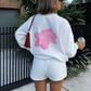 Letter Print Women Tracksuit Casual Fall Pullover Sweatshirt+Shorts Casual Sporty Matching Sstreetwear Simple Outfits