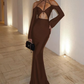 Elegant Backless Dress Women Lace-Up Halter Hollow Full Sleeve Autumn Trend Stretch Sexy Banquet Party Long Bodycon