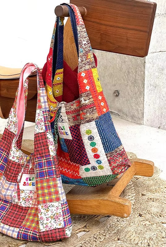 Color Block Casual Commute Large Capacity Lightweight Tote Shoulder Canvas Bag for Women