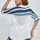 See Through 2 Piece Sets Woman Summer Casual Lapel Pockets Short Sleeve Tops+Contrast Shorts Knitted Matching Outfits