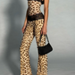 Street Wild Trend 2 Piece Set Women Sexy Cleavage Sleeveless Crop Tops+Leopard Print Skinny Pants Mesh Patchwork Suit