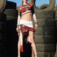 Irregular Sporty Women 2Piece Set See Through hollow Cross Crop Tops+Tassel Mini Skirts Autumn Matching Clubwear Suit