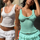 Sexy v-Neck Tank Tops Women See Through Summer Trend Elegant Will Sleeveless Streetwear Hottie Solid Chic Mini Vest